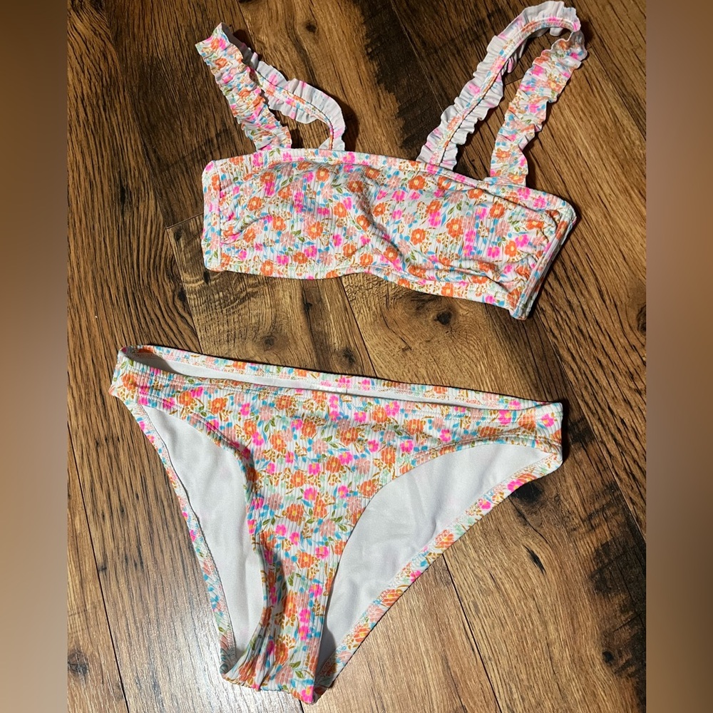 Xhilaration Floral Bikini Set - Pink and Orange
